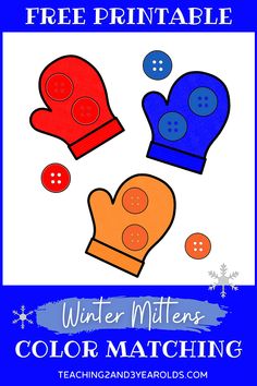 Working on color recognition with your toddlers and preschoolers? This printable mitten winter color matching activity is simple and can be used in a variety of ways! #winter #mitten #color #matching #activity #printable #toddlers #preschool #2yearolds #3yearolds #teaching2and3yearolds Preschool Colors