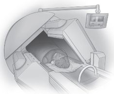 a drawing of a person sleeping in a small bed with the door open to another room