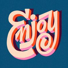 the word enjoy is made up of different colors and shapes, including letters that appear to be