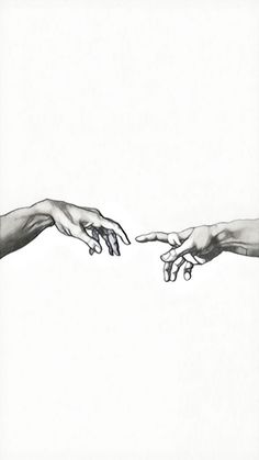 two hands reaching out towards each other with one hand pointing at the other's finger