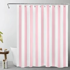 Amazon.com: LB Pink and White Striped Fabric Shower Curtain for Bathroom with 10 Hooks, Vertical Stripe Geometric Shower Curtains for Bathroom, Modern Farmhouse Chic Style Bathroom Shower Curtains, 60x72 Inch : Home & Kitchen Striped Shower Curtains, Pink Shower Curtains, Shower Curtain Sets, Fabric Shower Curtains, Patterned Shower Curtain, Bathroom Shower Curtains, Modern Shower Curtains, Bathroom Curtains, Shower Rods