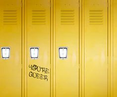 a row of yellow lockers with the words you're older written on them