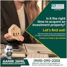 a woman holding a model house in her hands with the text, is it the right time to acquire an investment property? let's find out