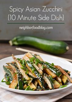 Spicy Asian Zucchini (5 Minute Side Dish) Recipe on Yummly Vegetable Recipes, Kale, Zucchini Side Dishes, Zucchini Side Dish Recipes, Asian Dishes, Vegetable Side Dishes