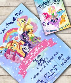 this is an image of my little pony birthday party printables and thank you notes