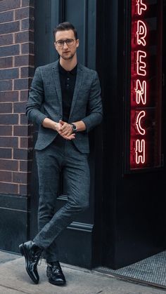 Full Grey suit with black leather shoes 2019 Polo, Men’s Suits