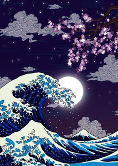 the great wave in the night sky