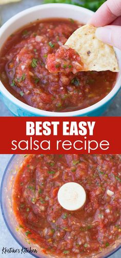The Best Homemade Salsa Recipe is quick and easy to make in just minutes! This homemade restaurant style salsa is fresh, flavorful and healthy. This easy salsa recipe uses fire roasted tomatoes and is so much better than store-bought salsa. It's fast and easy to make in your blender or food processor! Guacamole, Salsa, Spaghetti, Homemade Salsa Recipe, Homemade Taco Sauce, Homemade Salsa, Easy Homemade Salsa