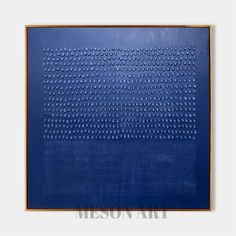 a blue painting with dots on it