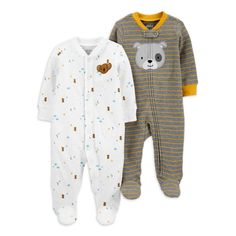 Child of Mine by Carter's Baby Boys Cotton Thermal Sleep 'N Play Pajamas, 2-Pack (Preemie-9M) Leo, Baby Boy Pajamas