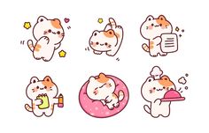 some cute cats with donuts and drinks