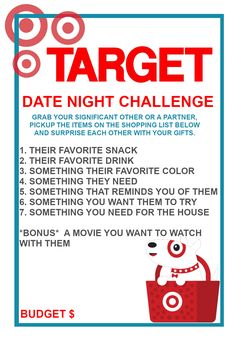 Target Date Night Challenge List, Date Ideas For New Couples, Relationship Challenge, Fun Date Ideas, Free Date Ideas, Fun Things To Do, Creative Date Night Ideas, Date Night, Fun Couple Activities