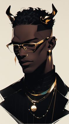 Afro Futuristic Art, Male Demon Character Design, Black Cyberpunk, 2024 Illustration, Afro Futuristic, Poc Characters, Black Men Hairstyles