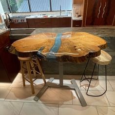 Resin End Table 3D Resin Art Table English Walnut, Natural River Rocks and Glass Table - Etsy