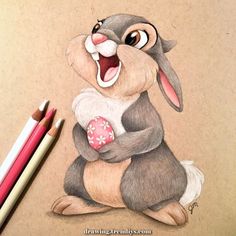 a drawing of a bunny holding a donut