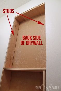 the back side of a drywall is labeled