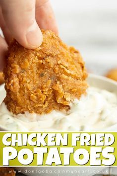 chicken fried potatoes in a bowl with ranch dip