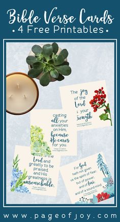 the bible verse cards with flowers and candles