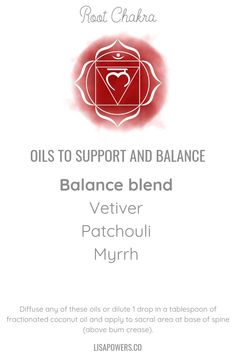 Our chakras are major energy centers that help us to bring in and transmute energy. When a chakra is not in balance, we tend to express that in certain ways emotionally and physically. To support and balance your Root Chakra, which represents self expression and communication, find out how to use essential oils here. #rootchakra #essentialoils #lisapowers Perfume, Chakra Alignment, Root Chakra Healing