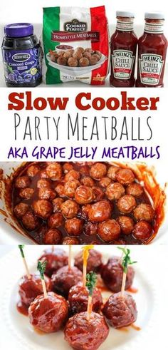 slow cooker party meatballs with ketchup and sauce