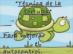 a cartoon turtle flying through the air with words above it that read, tecniccia de la tortuga para mejoar el autocontrool