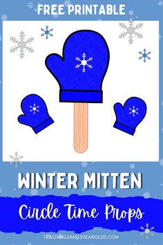 These mitten props are a fun addition to a winter circle time activity. Download the free printable and your toddlers and preschoolers can have their own stick puppets to hold! #winter #circletime #mitten #prop #printable #teachers #earlychildhood #music #2yearolds #3yearolds #teaching2and3yearolds Design, Activities For 2 Year Olds Daycare, Toddler Circle Time