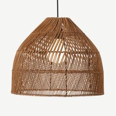 Java Easy Fit Boho Style Lamp Shade, Dark Stain Rattan (H34 x W42 x D42cm)