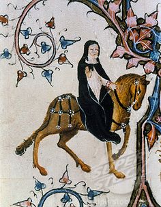 a painting of a woman riding on the back of a horse next to a tree