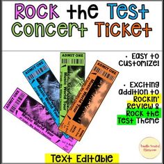rock the test concert ticket poster with text and pictures for each event, including two tickets