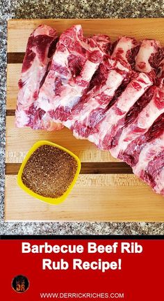 barbecue beef rib rub recipe on a cutting board
