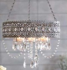 a chandelier hanging from the ceiling