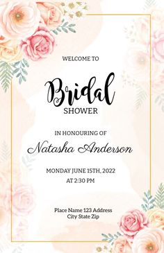 an elegant floral bridal shower card