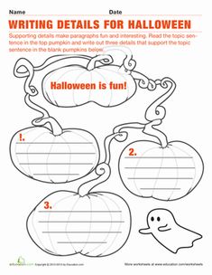 halloween writing worksheet for kids with pumpkins and ghost on the bottom,