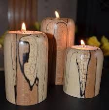 Wood Candle Sticks, Birch Candles, Log Candles