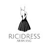 the logo for richdress manne shows a woman in a black dress with her hands on her hips