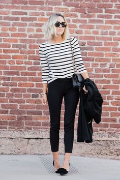 striped top and skinny pants | damsel in dior Business Casual Outfits, Work Outfits, Work Casual, Chic Business Casual, Casual Work Outfits