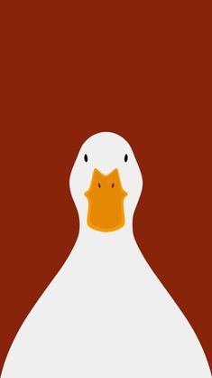 a white duck with an orange beak standing in front of a brown background