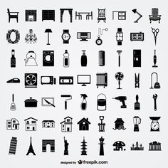 black and white silhouettes of different types of furniture