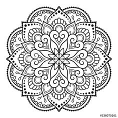 black and white circular ornament design for coloring book pages, bookshelves