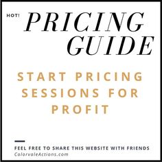 the pricing guide is shown with text that reads, start pricing session for profi