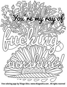 a coloring page with the words you're my ray of love