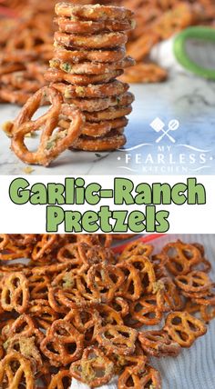 Garlic-Ranch Pretzels from My Fearless Kitchen. These Garlic-Ranch Pretzels are a perfect snack for an afternoon pick-me-up, a relaxing evening, or any party! They are simple to make and packed with flavor! #snackrecipes #easyrecipes #pretzels #backtoschool Pretzel, Healthy Snacks, Foodies, Snack Mix Recipes, Comfort Food, Snack Recipes