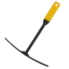 a yellow and black handle on a white background