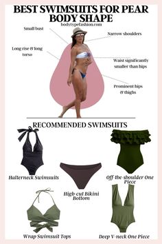 Halter-neck swimsuits draw attention upwards towards the shoulders and bust, balancing out the wider hips characteristic of pear-shaped figures.