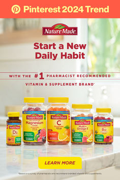 Your routine doesn't have to be overwhelming. So take an easy step and start your day with products from Nature Made, the #1 Pharmacist recommended vitamin & supplement brand.* *Based on a survey of pharmacists who recommend branded vitamins and supplements. Motivation, Nature Made Vitamins