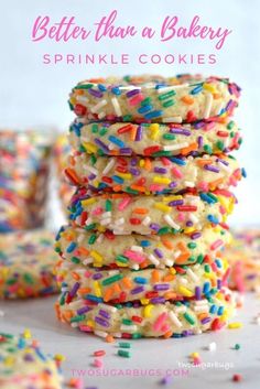 sprinkle cookies stacked on top of each other