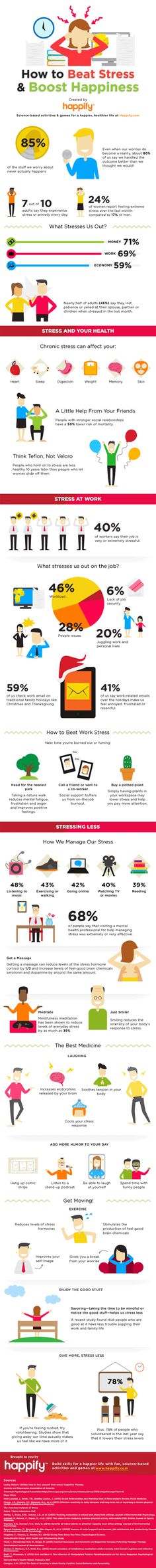 How To Be Happy And Beat Stress! Feliz, Happy, Happify, Bonheur, Emotions, Salud