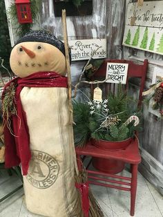 Antique Christmas, Country Christmas, Country Porches, Vintage Christmas, Decoration, Primitive Christmas, Primitive Snowmen, Country Christmas Decorations