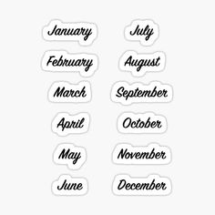 months of the year stickers