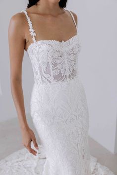 soft plunge back wedding dress || lace applique wedding dress || detachable straps wedding dress || romantic wedding dress Bridal Style, Couture, Bridal Outfits, Modern Princess